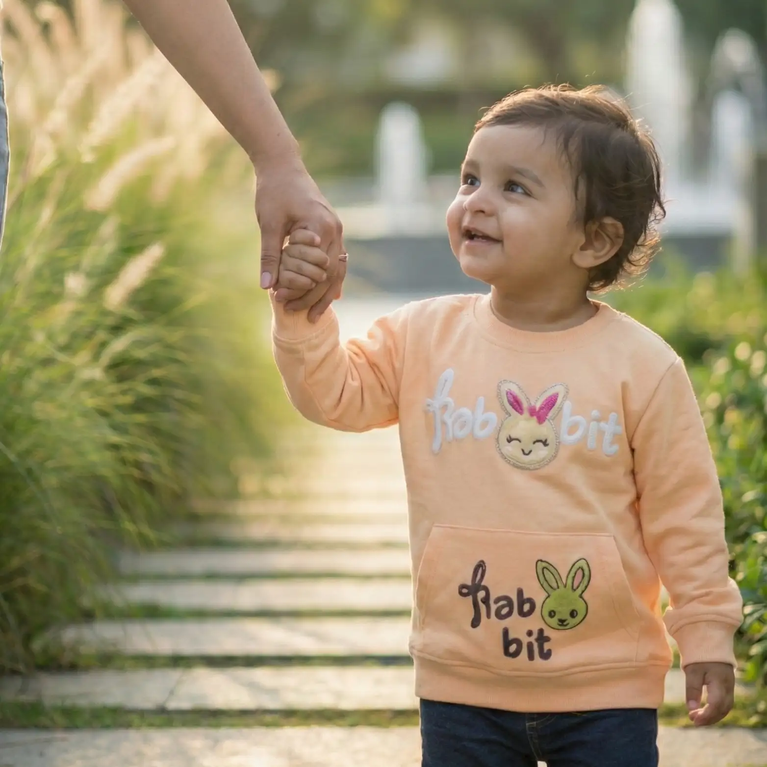 Cute Peach Bunny Baby Sweatshirt