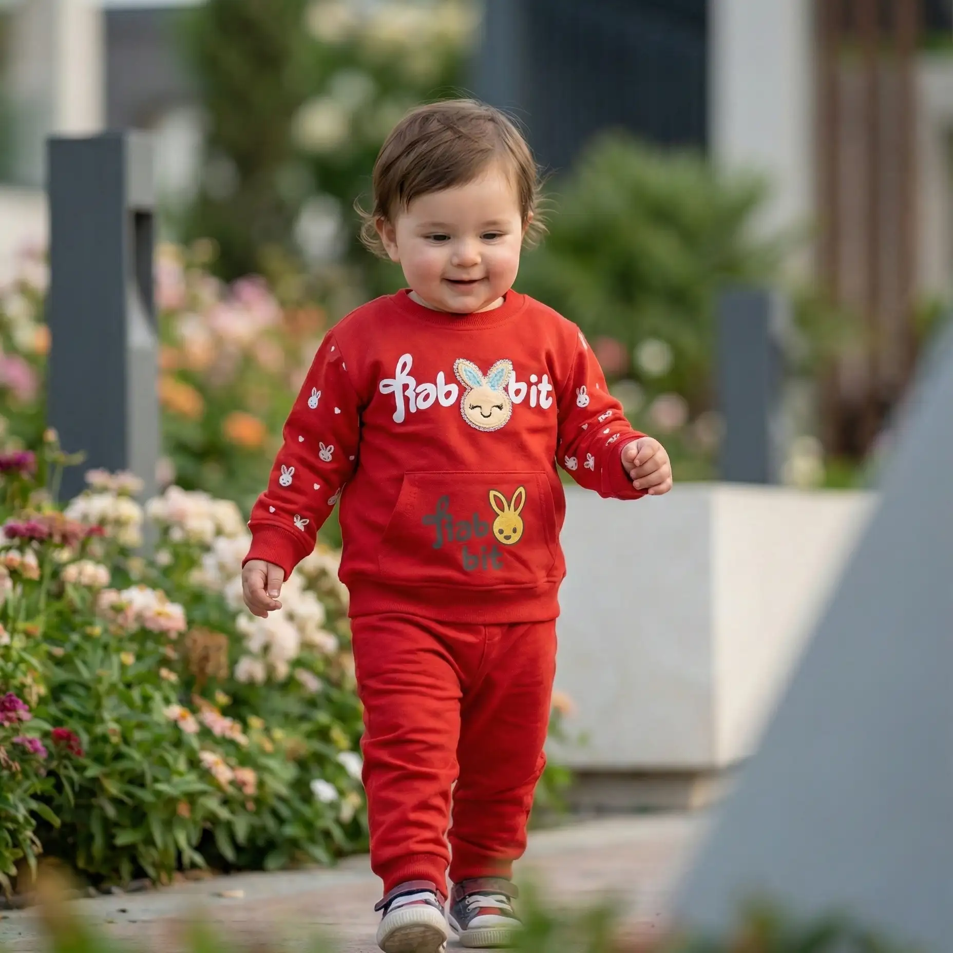 Cute Bright Red Bunny Baby Sweatshirt