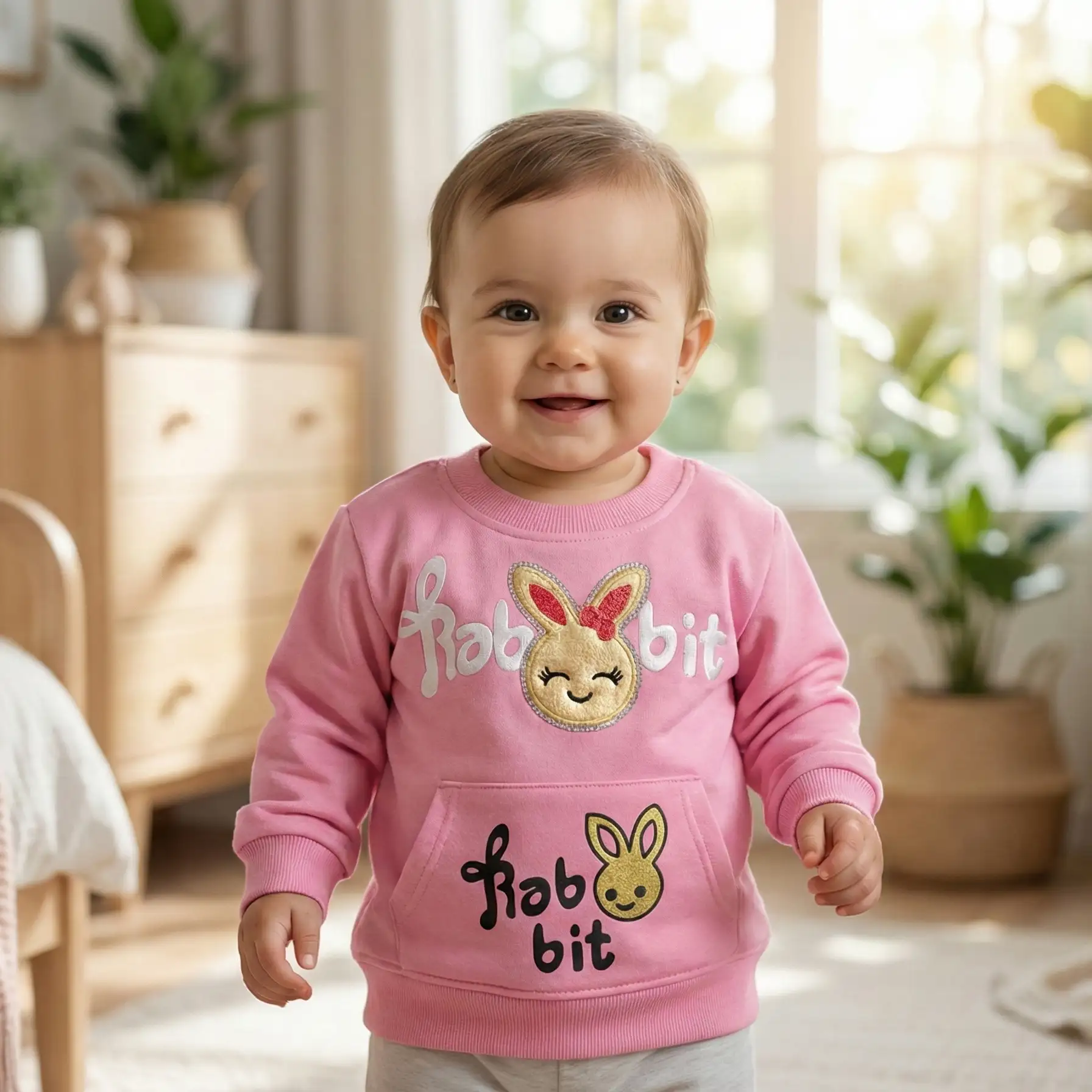 Cute Pink Bunny Baby Sweatshirt
