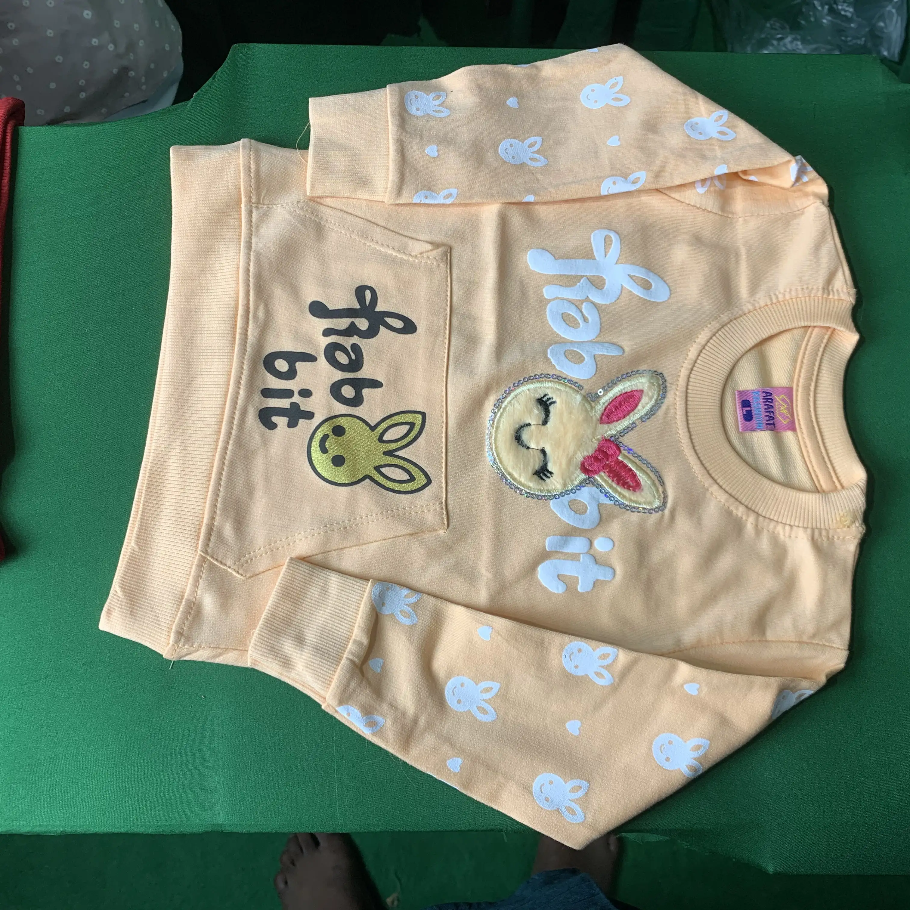 Cute Peach Bunny Baby Sweatshirt