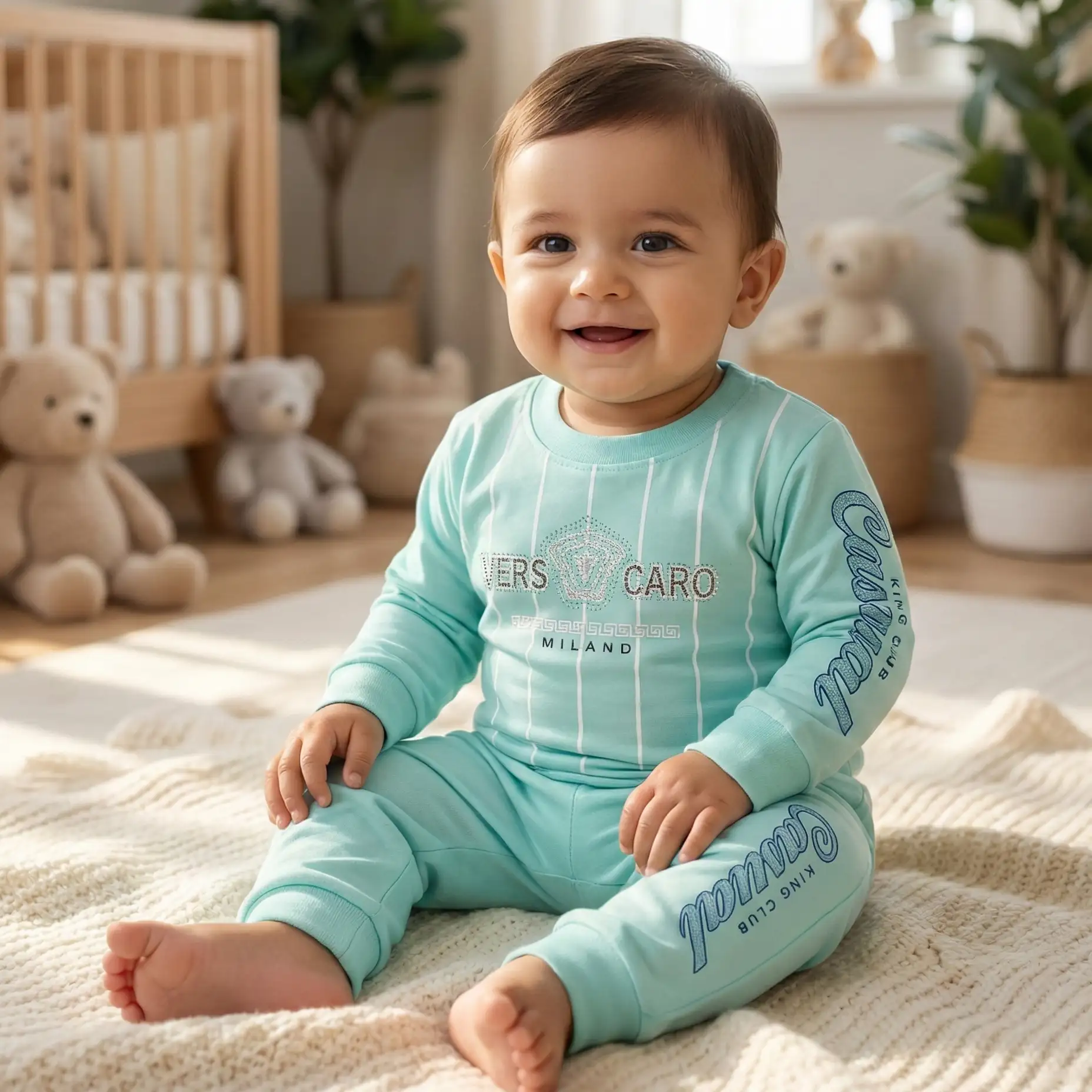 Stylish Mint Green Baby 2-Piece Casual Set